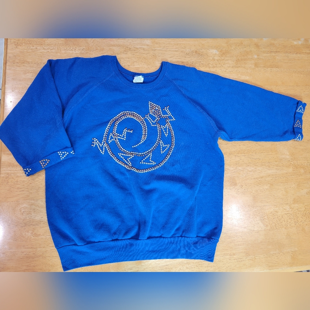 EUC VINTAGE J.E. Morgan 80's beaded studded sweatshirt top